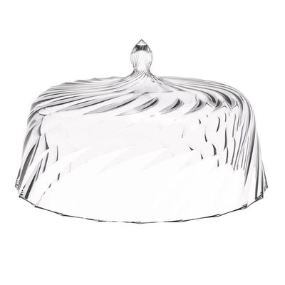 Boleira Porta Bolo com Cúpula e Pé 25cm Vermelho Transparente Glassy Crippa Doces