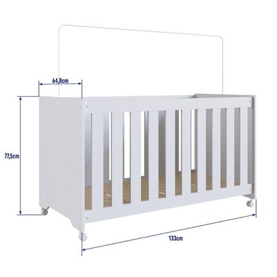 Berço com Rodízios Branco Linha Aconchego Completa Móveis
