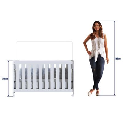 Berço com Rodízios Branco Linha Aconchego Completa Móveis