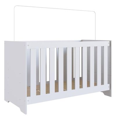 Berço 3 x 1 e Colchão Branco Linha Aconchego Completa Móveis