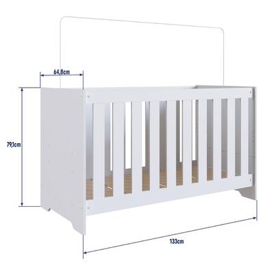 Berço 3 x 1 e Colchão Branco Linha Aconchego Completa Móveis