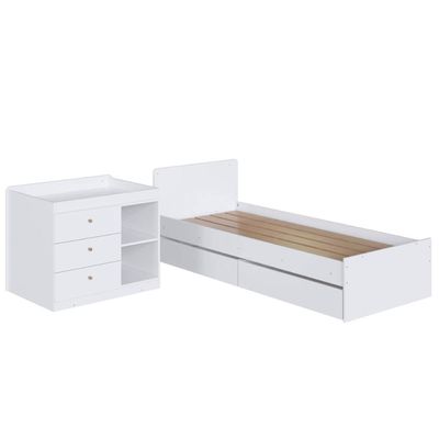 Berço Cama Multifuncional com Gavetões Branco