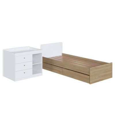 Berço Cama Multifuncional com Gavetões Aveiro com Branco
