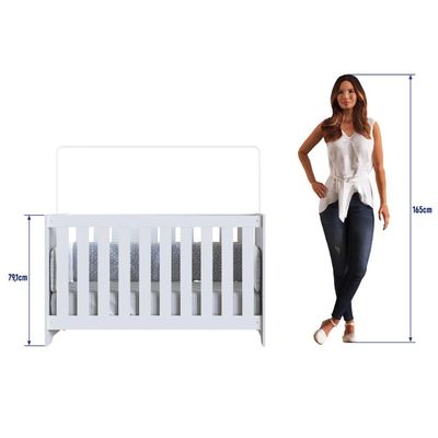 Berço 3 x 1 e Colchão Branco Linha Aconchego Completa Móveis