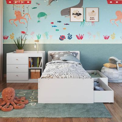 Berço Cama Multifuncional com Gavetões Branco
