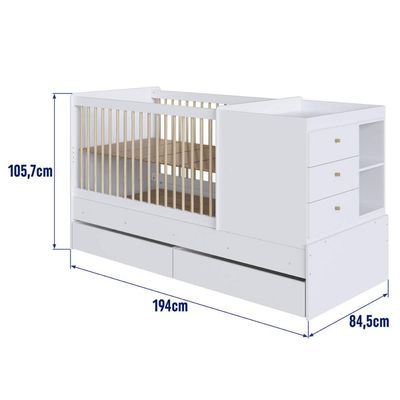 Berço Cama Multifuncional com Gavetões Branco