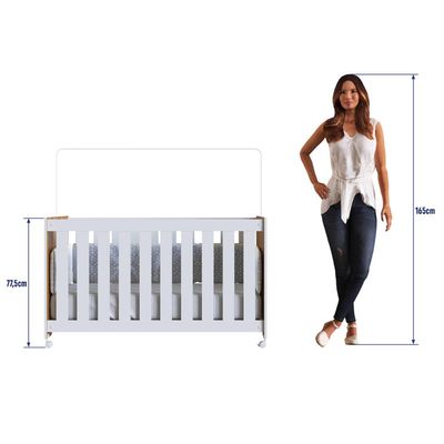 Berço com Rodízios e Colchão Nogal e Branco Completa Móveis