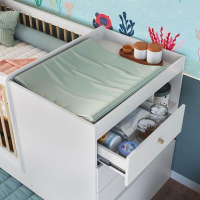 Berço Cama Multifuncional com Gavetões Branco