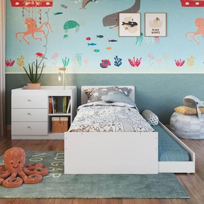 Berço Cama Multifuncional com Auxiliar Branco