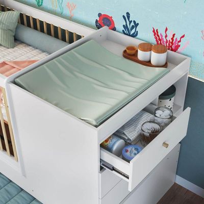 Berço Cama Multifuncional com Auxiliar Branco
