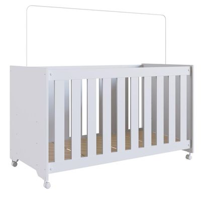 Berço com Rodízios e Colchão Branco Completa Móveis
