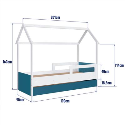 Cama Infantil Montessoriana com Cama Auxiliar Branco e Azul