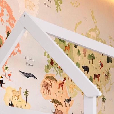 Cama Infantil Montessoriana com Cama Auxiliar Branco e Rosa