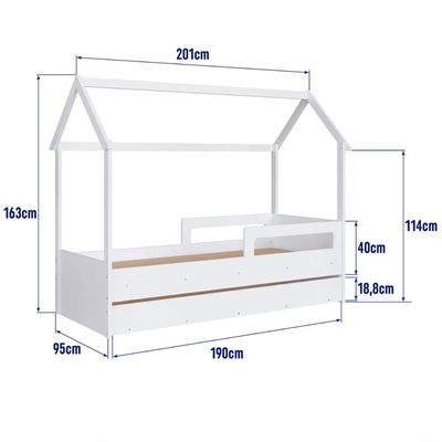 Cama Infantil Montessoriana com Cama Auxiliar Branca