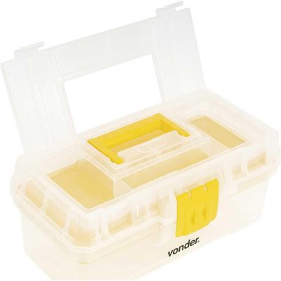 Caixa plástica para ferramentas transparente e amarela com 1 bandeja CPV 0300 VONDER