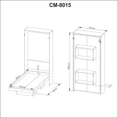 Cama Retrátil 193x97x198cm Solteiro Nichos Amêndoa CM8015 Tecnomobili