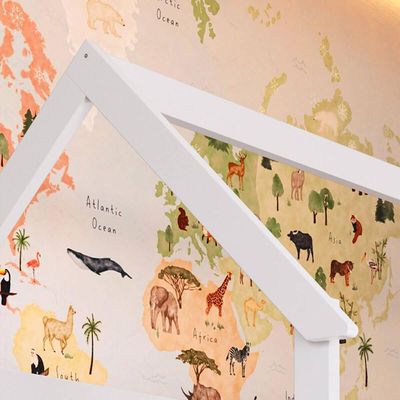 Cama Infantil Montessoriana com Gavetas Branco com Rosa