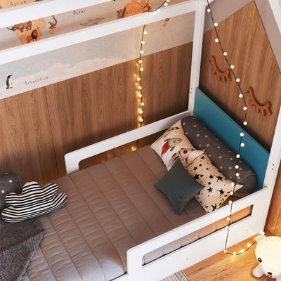 Cama Infantil Montessoriana Branco com Azul