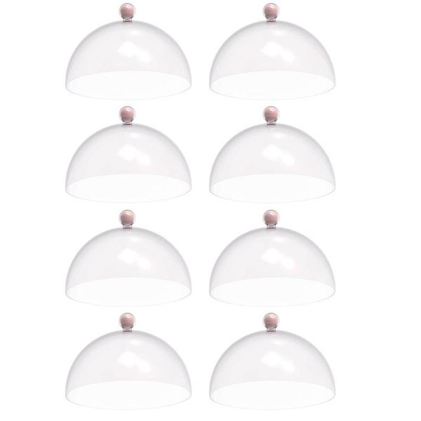 8 Cúpulas Plástico 25cm Bolos Tortas Doces Pratos Rosa Himalaia Bubble Crippa