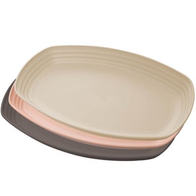6 Petisqueiras Bambu Plástico Lines Lyor Sortidas 29x18cm Retangular Travessas Frios