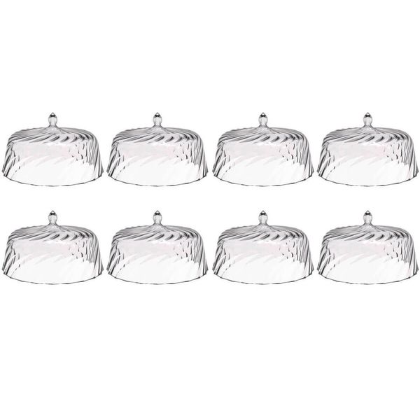 8 Cúpulas de Plástico 25cm Transparente para Bolos Tortas Doces Pratos Glassy Crippa