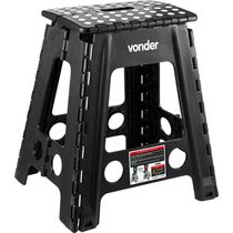 Banqueta plástica dobrável preta altura 450 mm VONDER