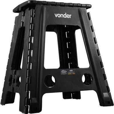 Banqueta plástica dobrável preta altura 450 mm VONDER