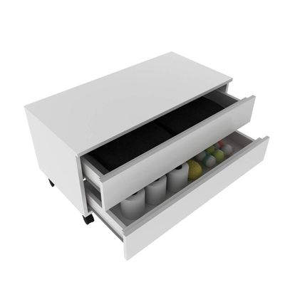 Balcão Gabinete para Banheiro 80cm com Rodízio e 2 Gavetas Branco sem Cuba