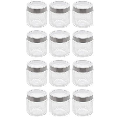 Conjunto 12 Potes de Vidro com Tampa Inox 870ml cada Lyor Sydney Biscoito Condimento