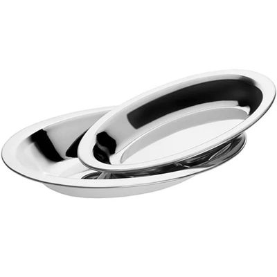 Conjunto 12 Baixelas para Servir 20cm em Aço Inox Travessas Ovais Pequenas Saladas