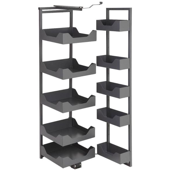 Coluna Deslizante Alta 10 Bandejas Pretas Masutti 35,5x50,5x144 a 175cm Prateleira Armário
