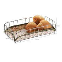 Cesta Para Servir Pães Retangular Bolacha Doces Mesa Aço Cromado Tecido