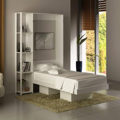 Cama Articulada de Solteiro com 4 Prateleiras e 2 Nichos CM8013 Branca Tecnomobili