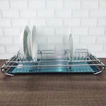 Escorredor de Louças Embutido no Armário 57cm 12 Pratos Bandeja Inox Corrediças Deslizante