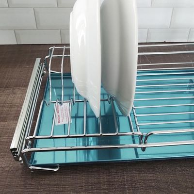 Escorredor de Louças Embutido no Armário 57cm 12 Pratos Bandeja Inox Corrediças Deslizante
