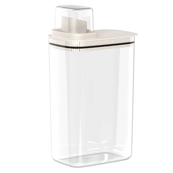 Dispenser para Sabão Líquido Amaciante 2,3L Flow Bege com Tampa Medidora Ou