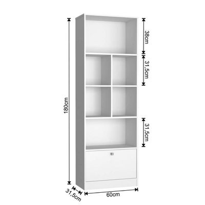 Conjunto Mesa, Gaveteiro e Livreiro Home Office Nova Mobile Branco