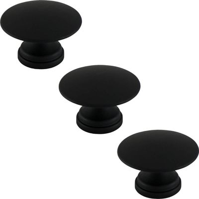Conjunto de 3 Puxadores 200 Tucson Ponto Preto Fosco Para Móveis Armários e Gavetas