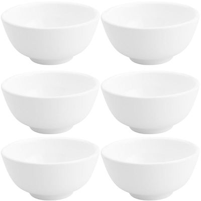 Conjunto de 6 Cumbucas de Porcelana Brancas 200ml Bowls Lyor Clean Pequenos 10,5x5cm