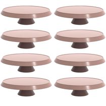 Conjunto 8 Boleiras com Pedestal 28cm Porta Tortas e Doces Cor Amêndoa Bubble Crippa