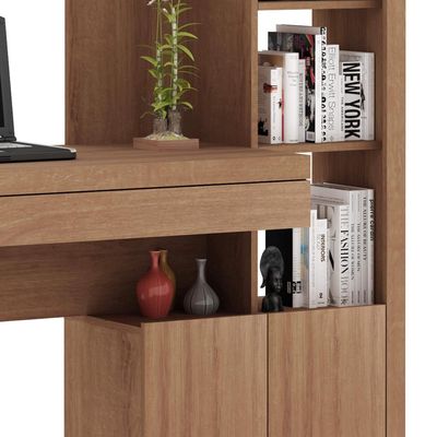 Escrivaninha Estante com 2 Portas e 1 Gaveta ME4143 Amêndoa Tecnomobili