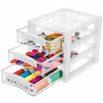Gaveteiro Plástico 3 Gavetas Ordene 16,5x13x13,5cm Porta Objetos Acessórios Cristal Bel