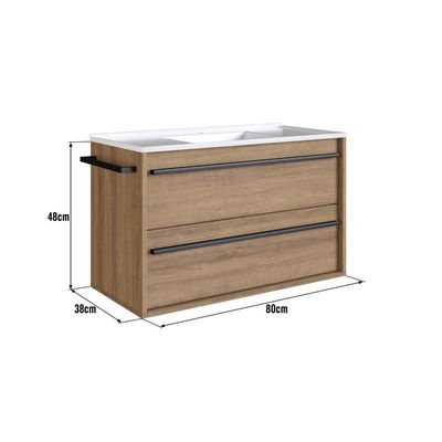 Gabinete Suspenso 80cm Mel Toalheiro Lavatorio e Espelheira Conjunto para Banheiro CJ8030.20M