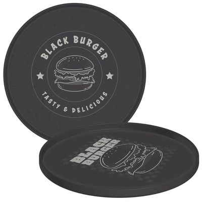 Prato Raso para Hambúrguer 20cm Tramontina Black Burger Polipropileno Plástico Resistente Cinza