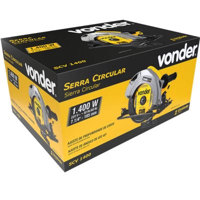 Serra Circular 71/4" Elétrica 220V Vonder 1.400W Corte de Madeira Esquadria