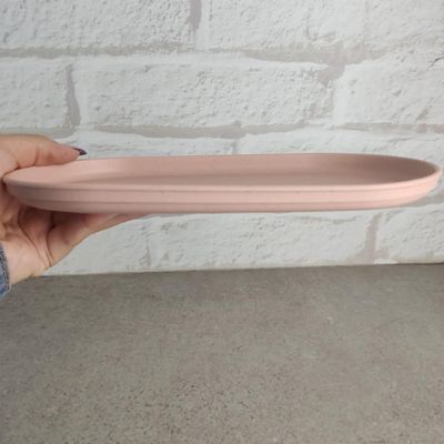 Travessa Bandeja 24cm Prato Servir Petiscos Oval Bambu Plástico Sushi Lines Lyor