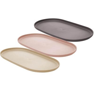 Travessa Bandeja 24cm Prato Servir Petiscos Oval Bambu Plástico Sushi Lines Lyor