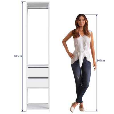 Guarda Roupa Closet 2 Gavetas E Cabideiro Branco 40x45x183cm Modulado
