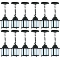 Kit 12 Pendentes 37cm Luminárias Pretas de Teto Vintage Bivolt Decoração