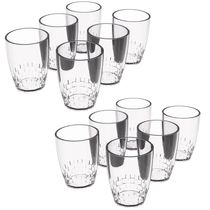 Kit 12 Copos Crippa 300ml Plástico Transparente Trama Água Suco Refrigerante Escolar Refeitório